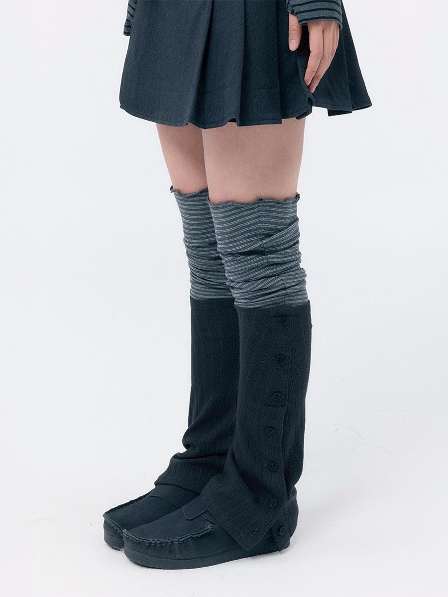 【Miseki seoul】 Striped layered button leg warmer