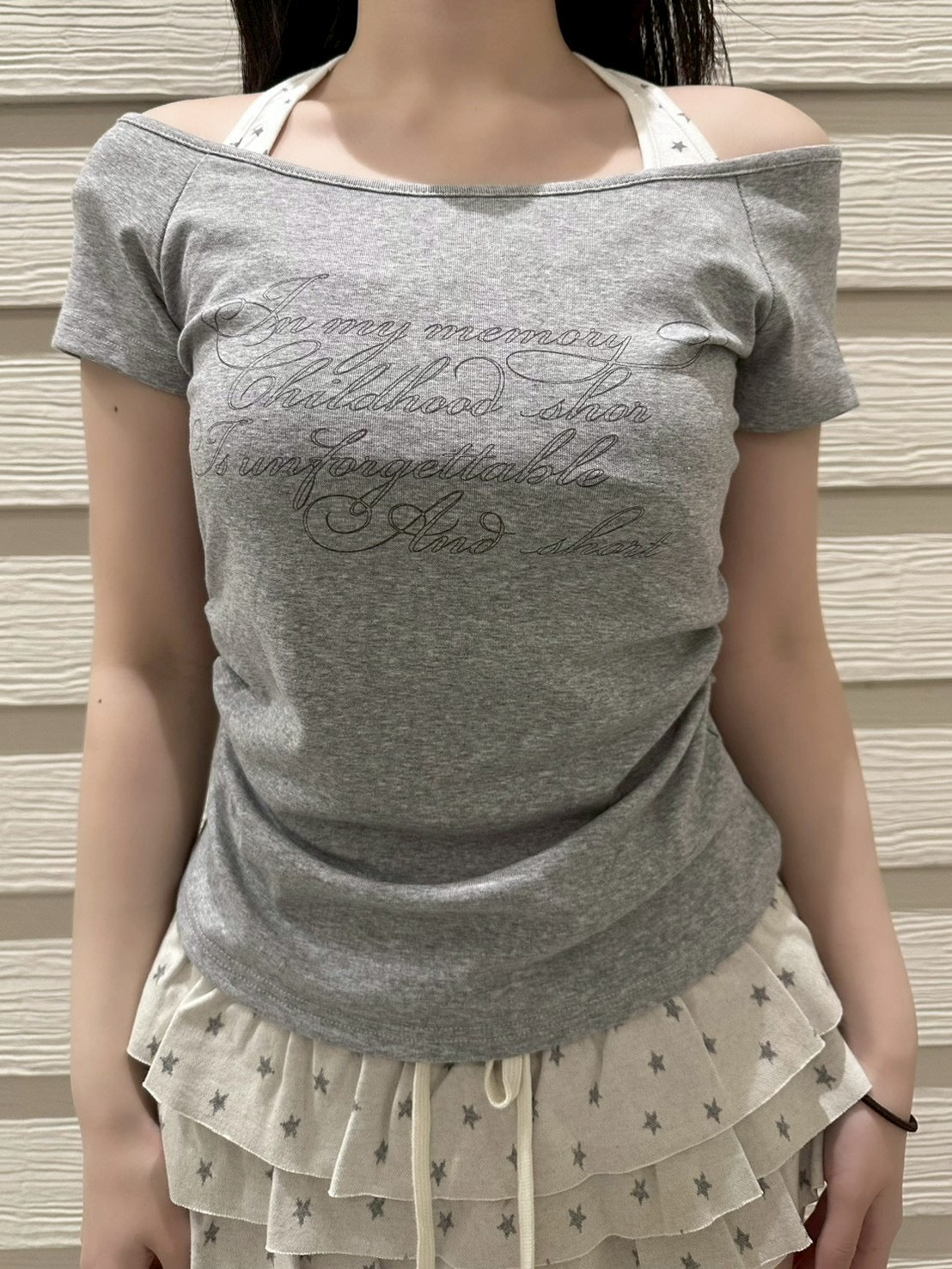 【nmtc+】Bijou Halter Layered Tee (3color)