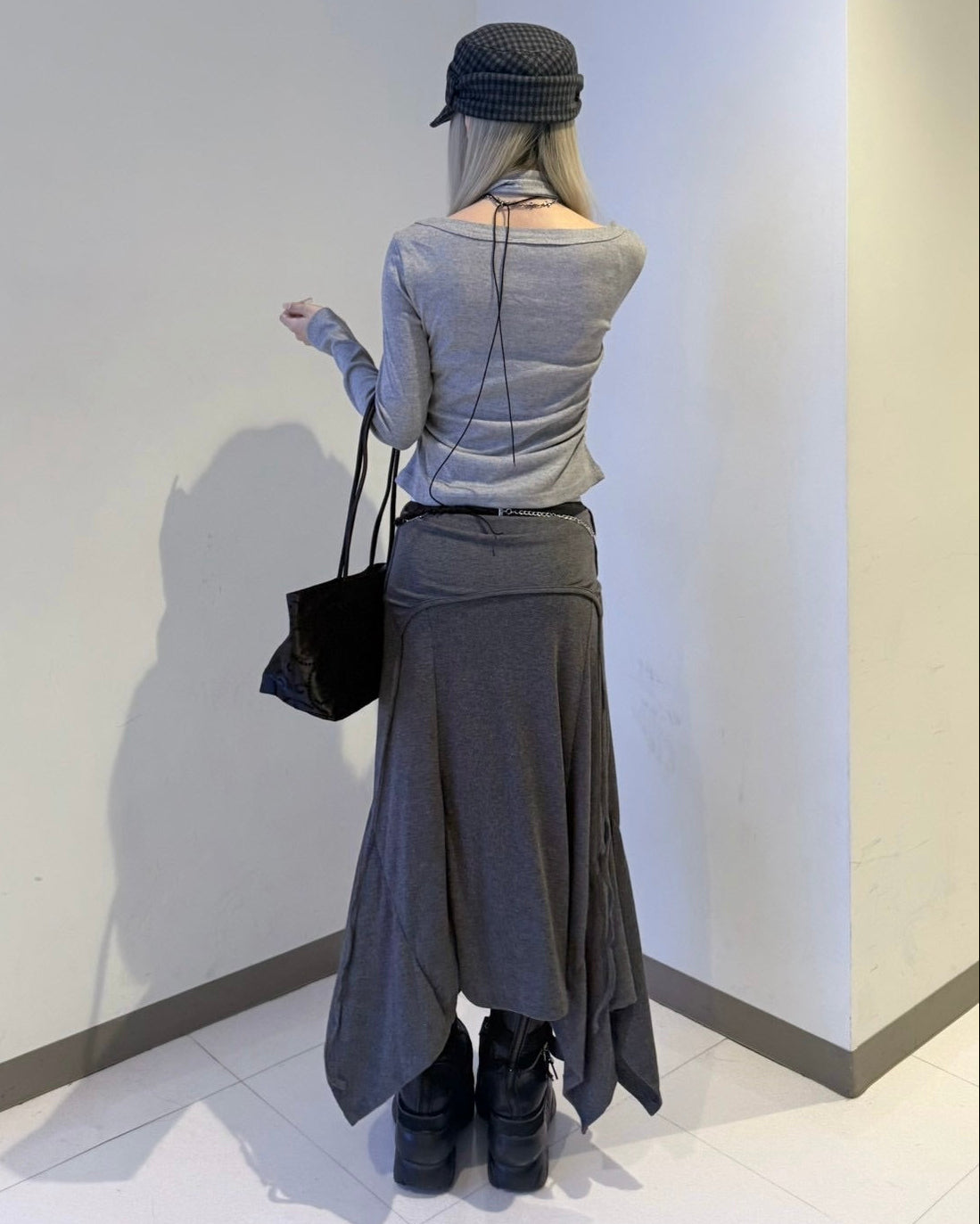 受注制【nmtc+】Curve Layered Long Skirt (2color)