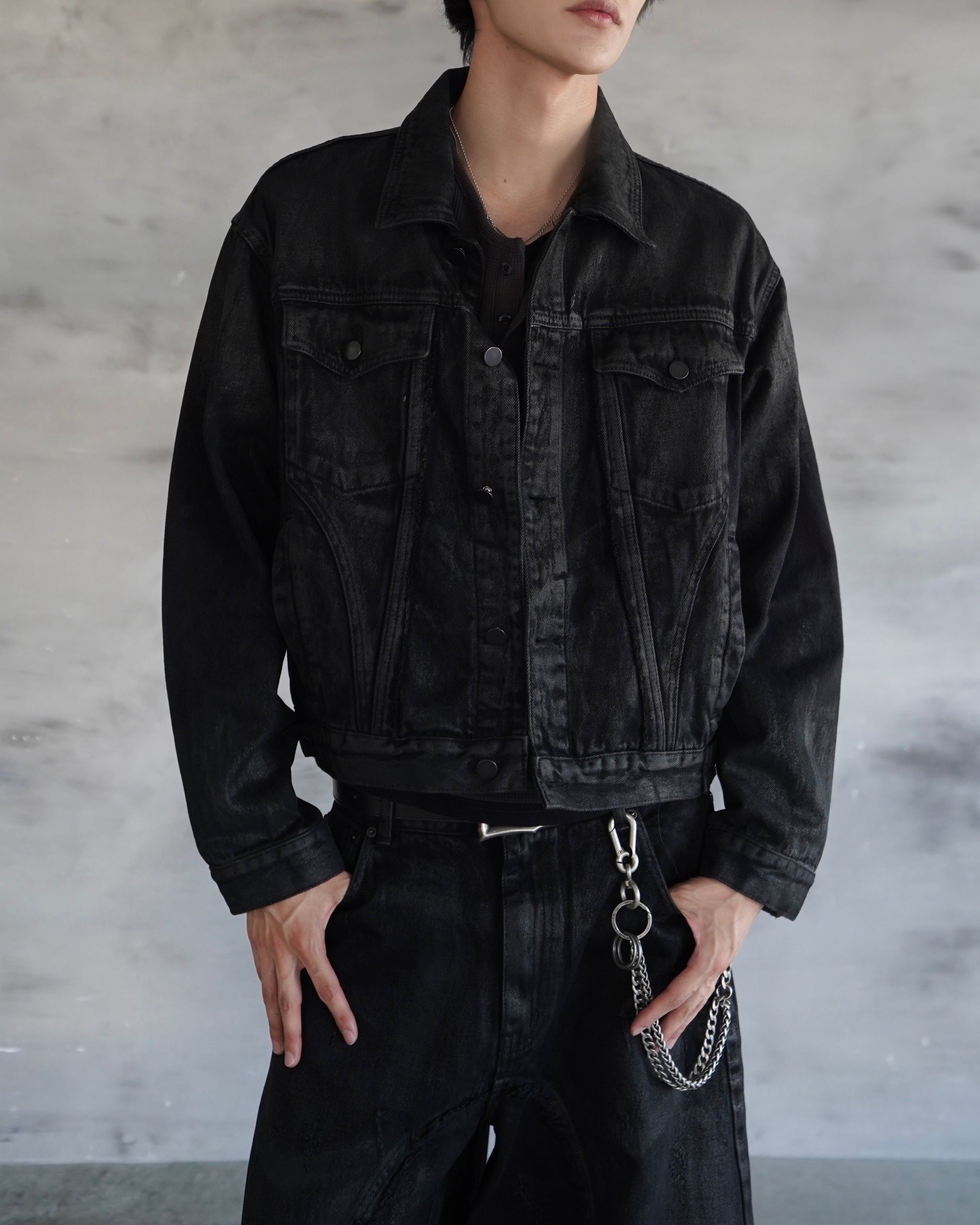 【CHIKASHITSU PLUS HIGH】Washed coating denim jacket