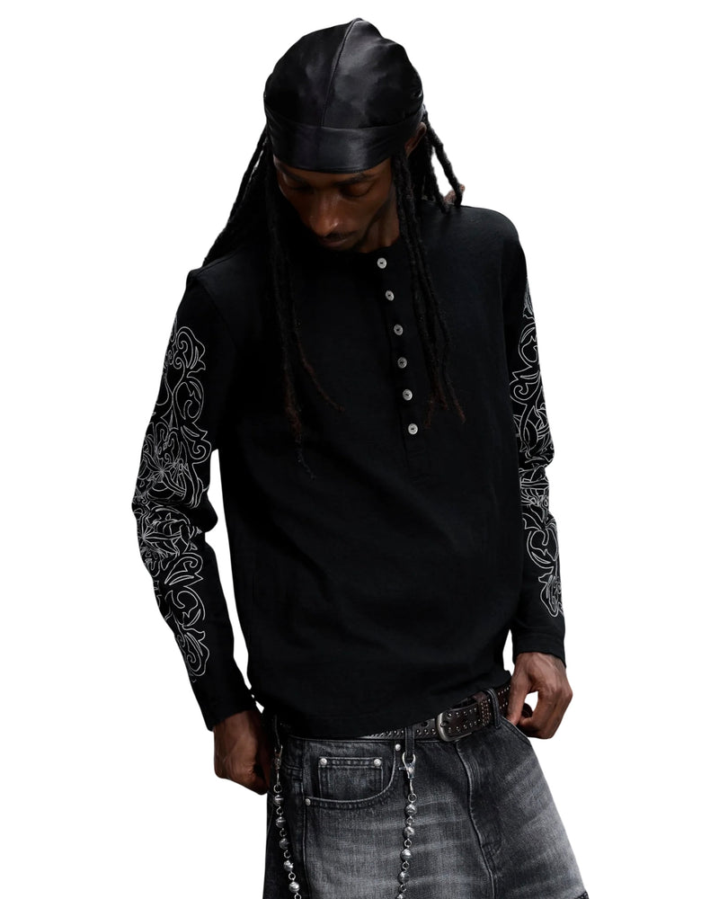 【THEBOYHASNOPATIENCE】LUMINOUS DAWN BAROQUE HENLEY L/S TEE