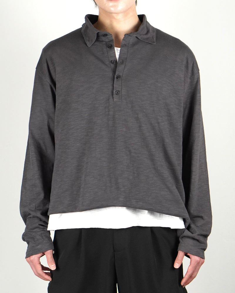 受注制【Chikashitsu +】sheer cotton polo long sleeve (3color)