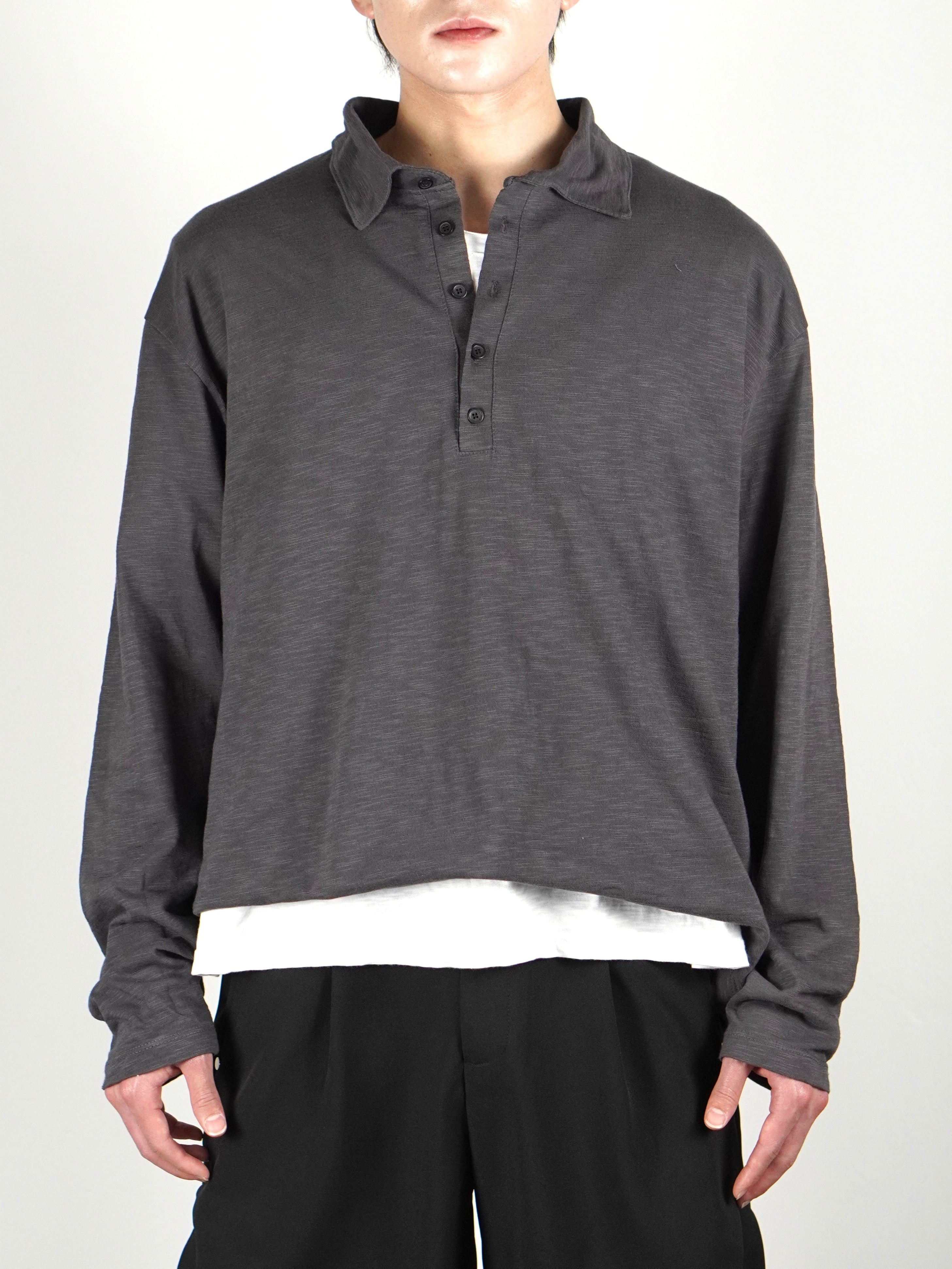 受注制【Chikashitsu +】sheer cotton polo long sleeve (3color)