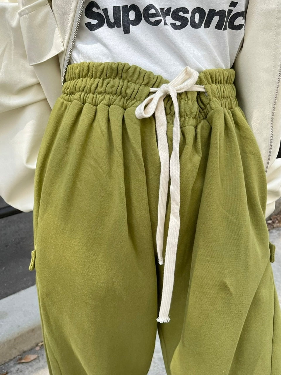 【Chikashitsu +】side button balloon sweat pants (3color)