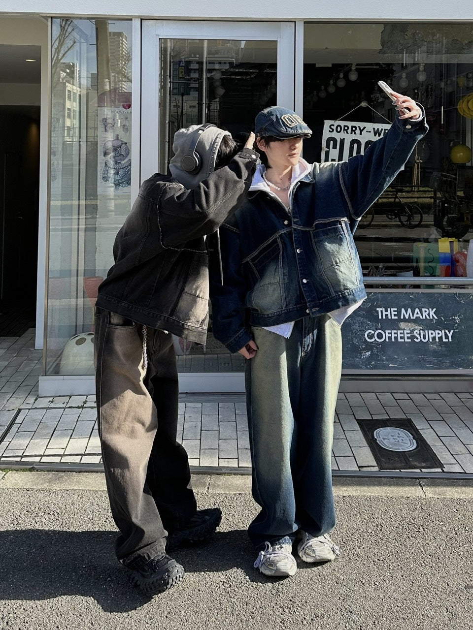 受注制【Chikashitsu +】vintage wash denim jacket (2color)