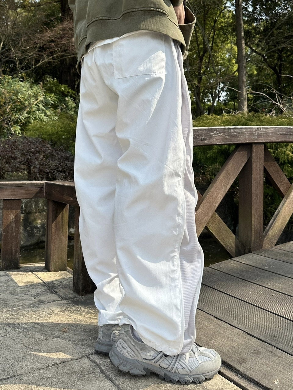受注制【Chikashitsu +】side zip wide nylon pants (3color)