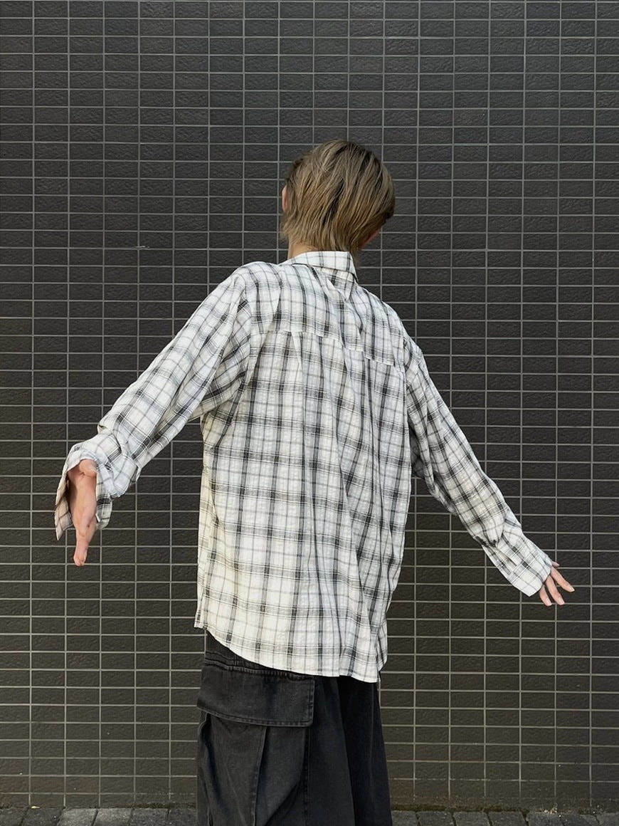 大阪店WEB限定受注制【Chikashitsu +】linen check shirt (3color)