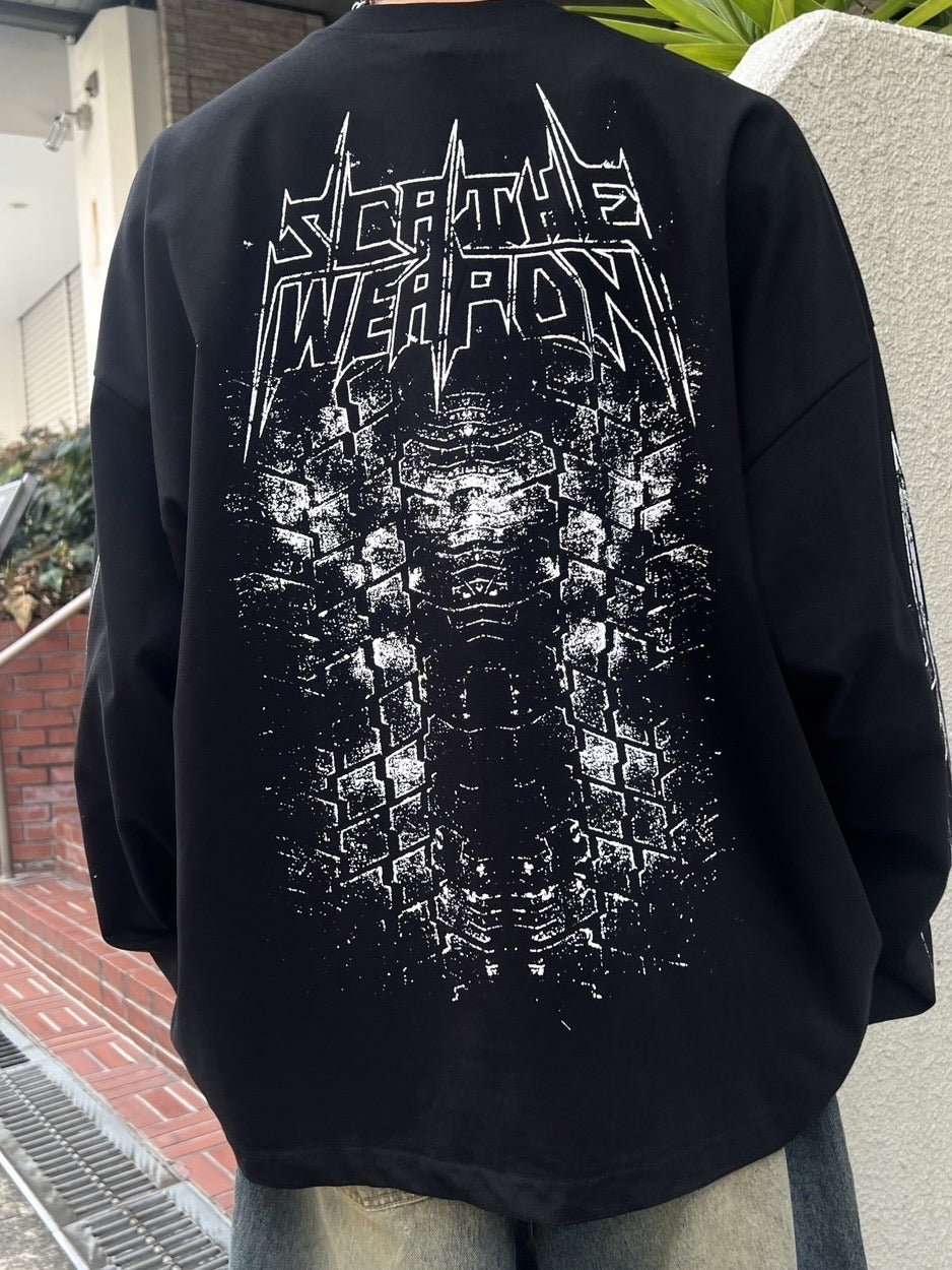 受注制【Chikashitsu +】oversized print long sleeve (2color) / 【チカシツプラス】オーバーサイズプリント長袖Tシャツ