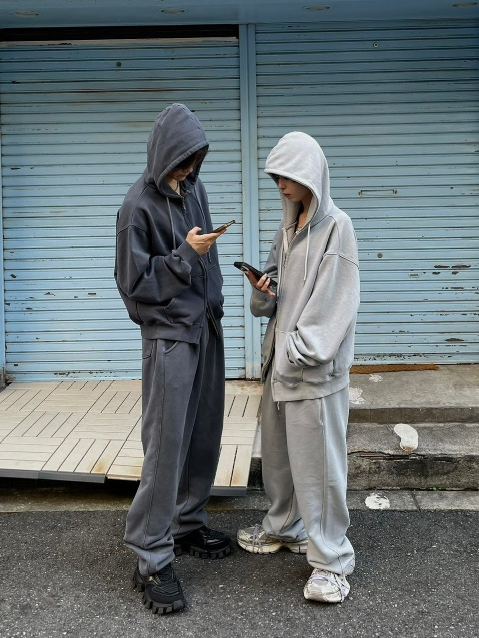 受注制【Chikashitsu +】unisex pigment wash string sweat pants (4color)