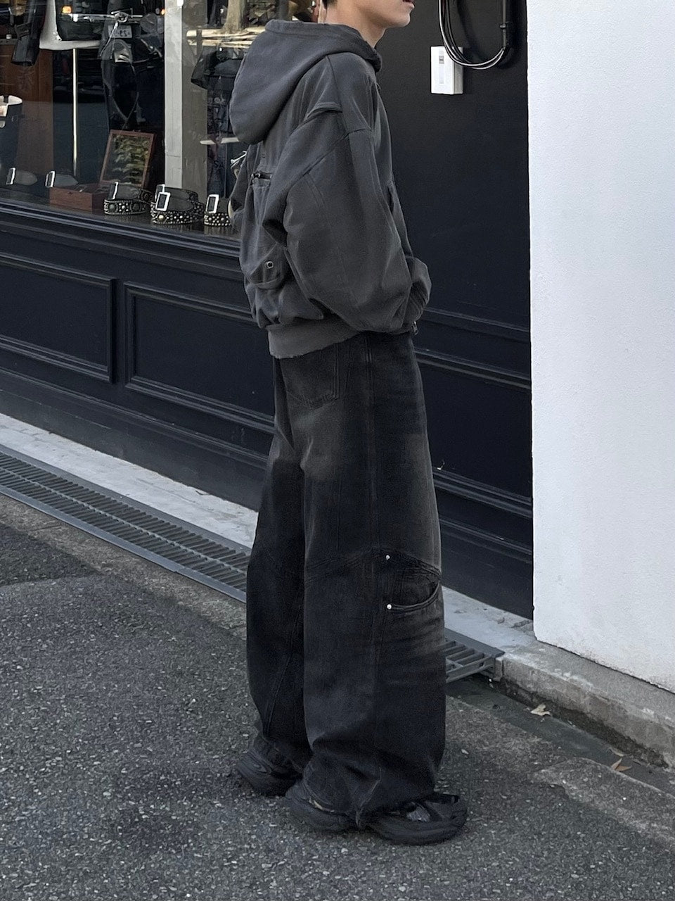 大阪店WEB限定【Chikashitsu +】double pocket wide denim pants (2color)