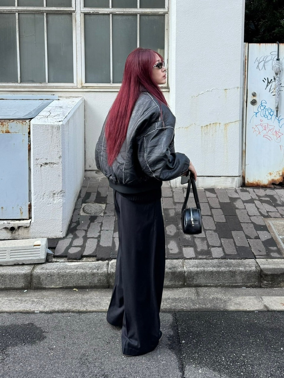 Chikashitsu +】cropped shearing leather bomber jacket – PRESSING