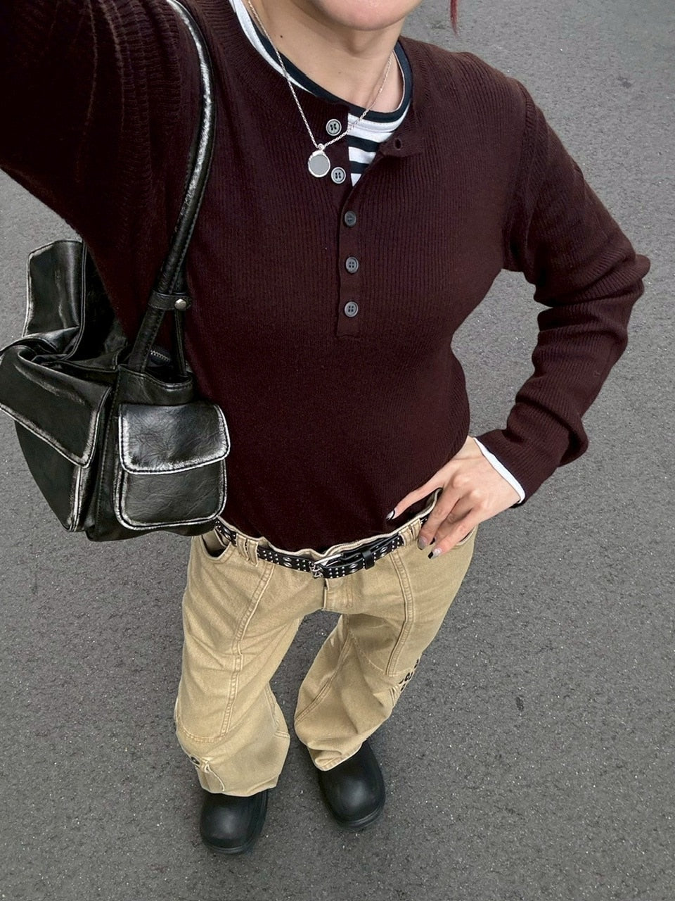 【Chikashitsu +】henry neck long sleeve knit (4color)