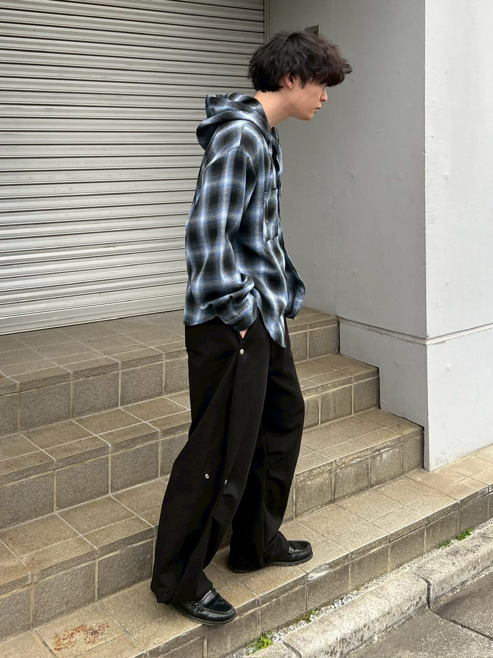受注制【Chikashitsu +】side snap button sweat pants (2color)