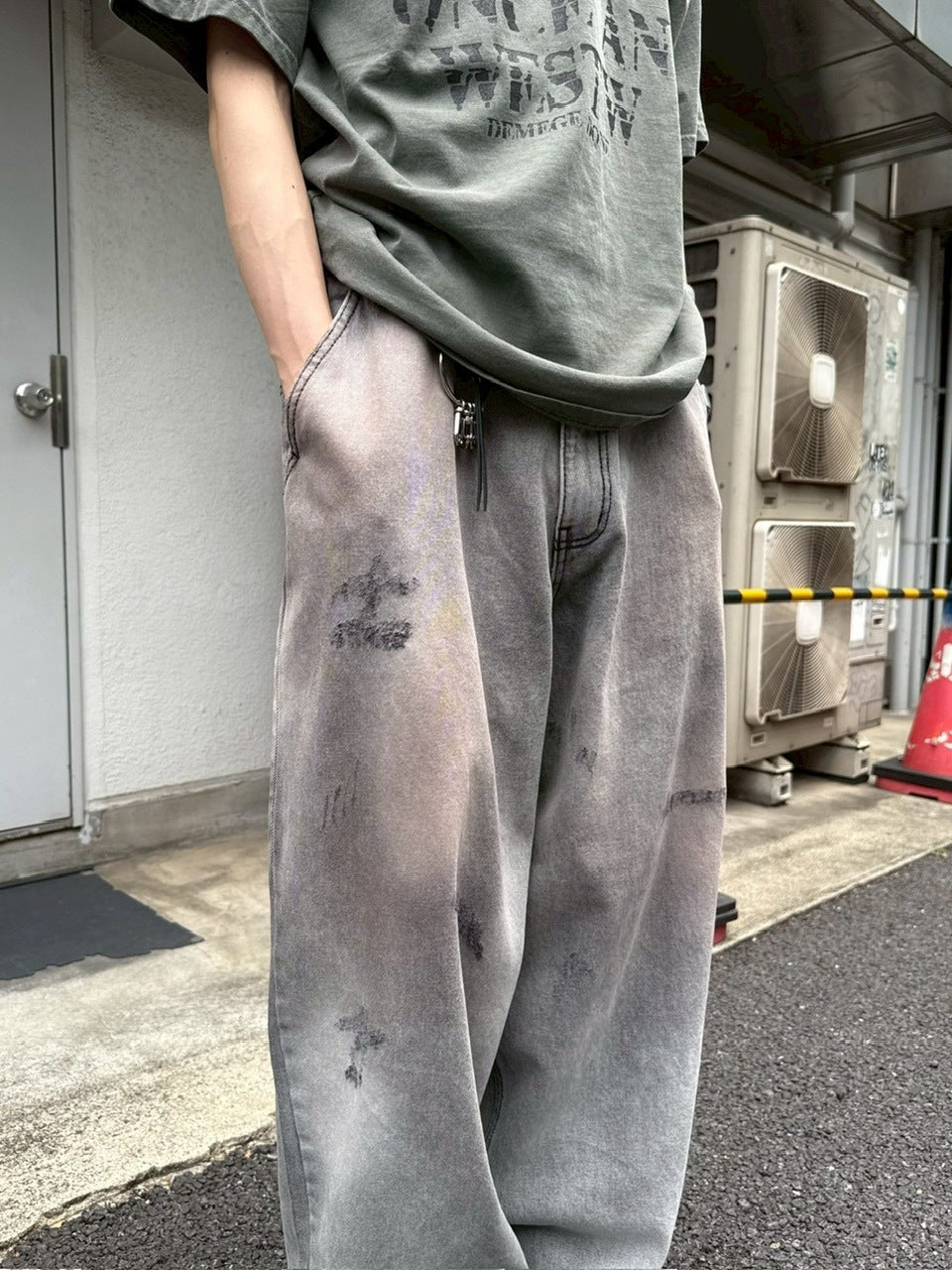 【Chikashitsu +】point wash balloon denim pants (2color) / 【チカシツプラス】ポイントウォッシングバルーンデニムパンツ