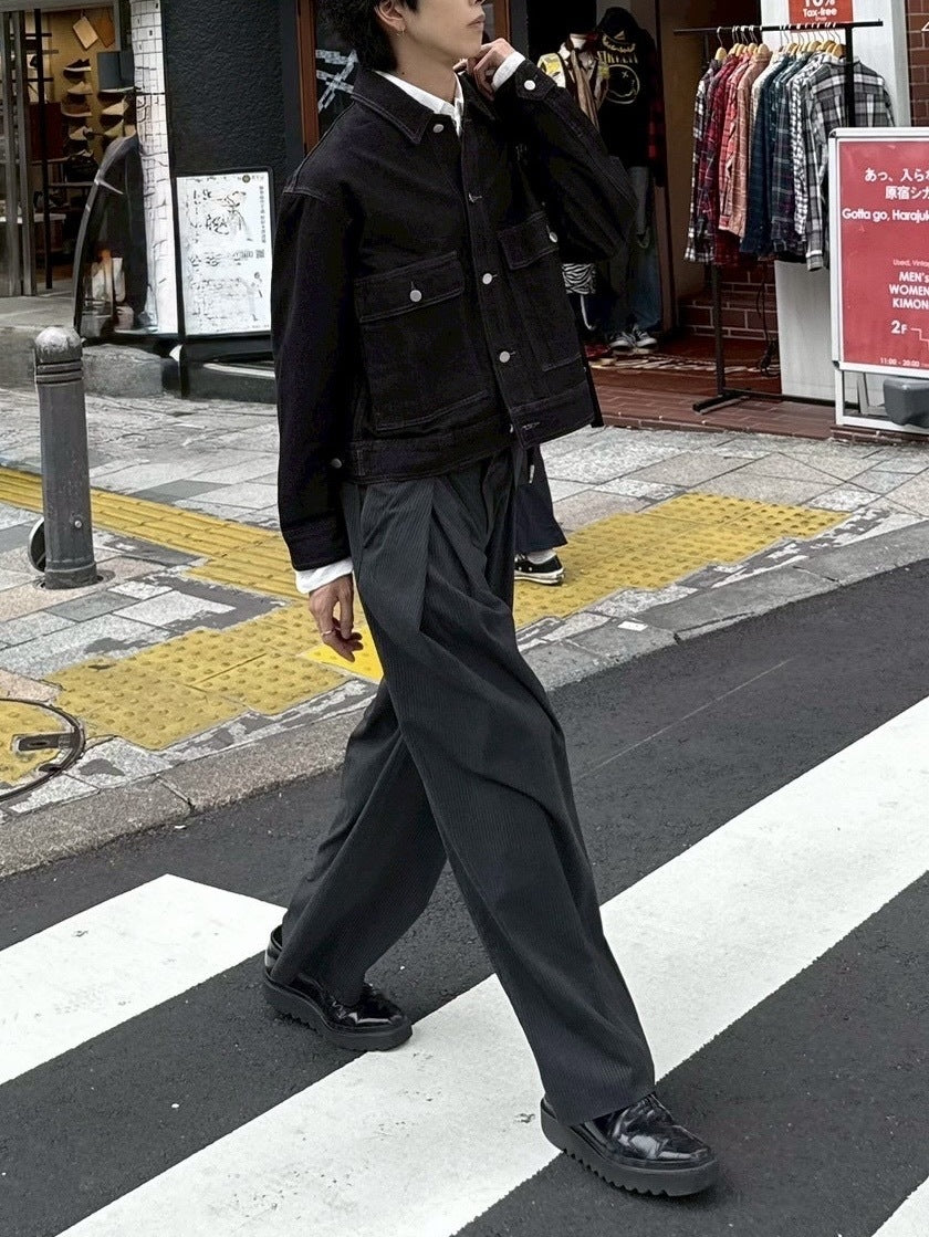 受注制【Chikashitsu +】2 pocket rigid denim jacket / 【チカシツプラス】ツーポケットデニムジャケット (2color)