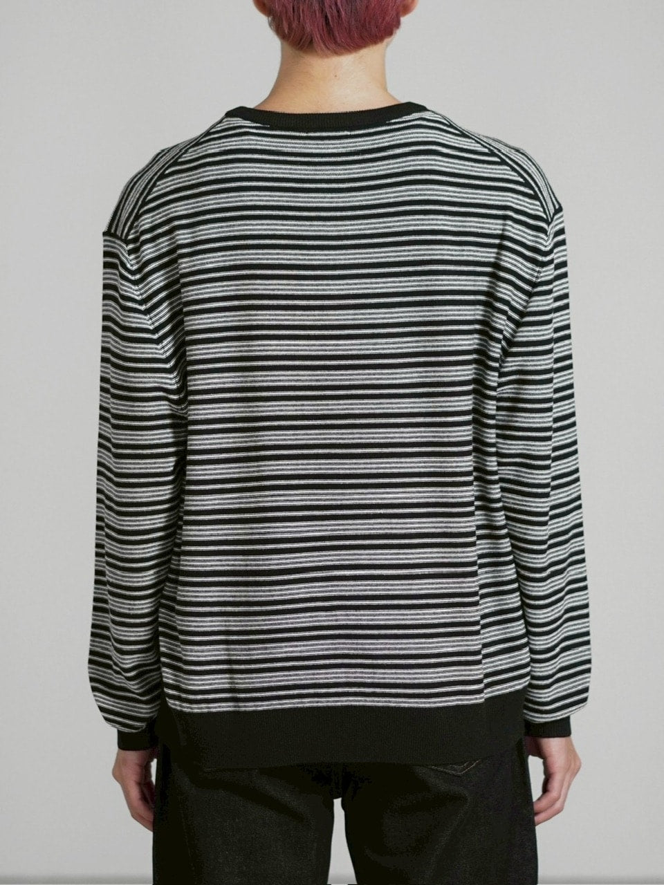 受注制【Chikashitsu +】cropped henry neck border knit / 【チカシツプラス】クロップドヘンリーネックボーダーニット (3color)