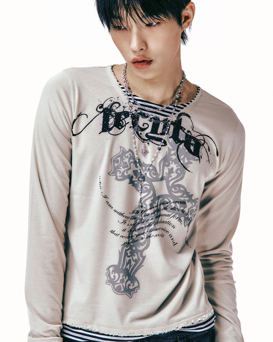 【LECYTO】Xenon Cross Stripe T-Shirt