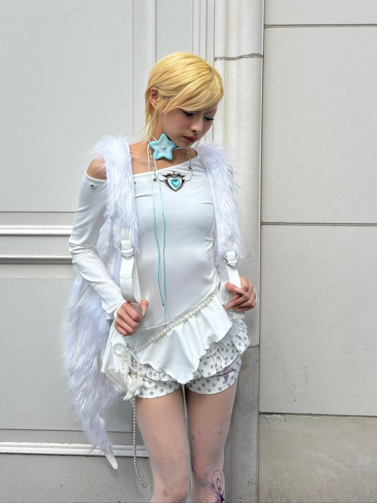 国際配送【Never mind the XU】star print skirt pants (3color)