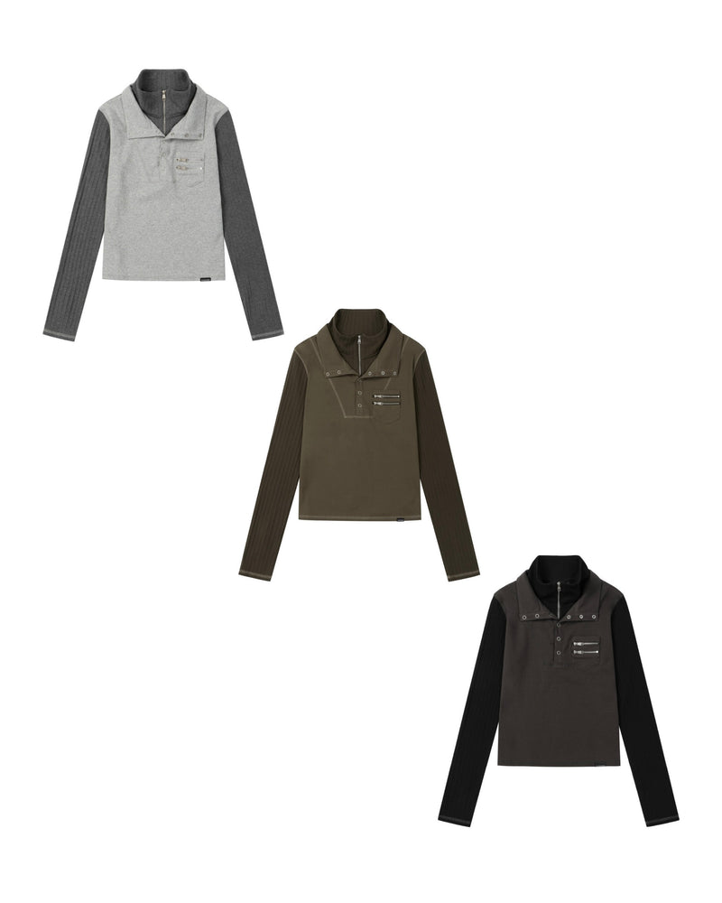 【AAKAM】Double High Neck Long Sleeve