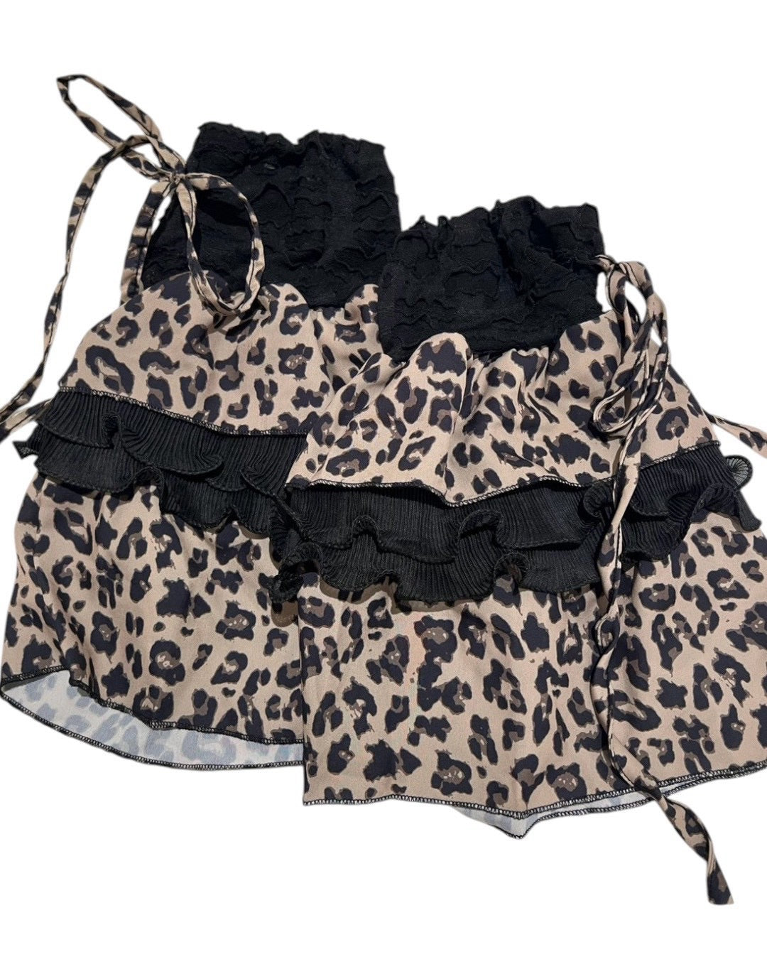 国際配送【BABY09】leopard ribbon legwarmer