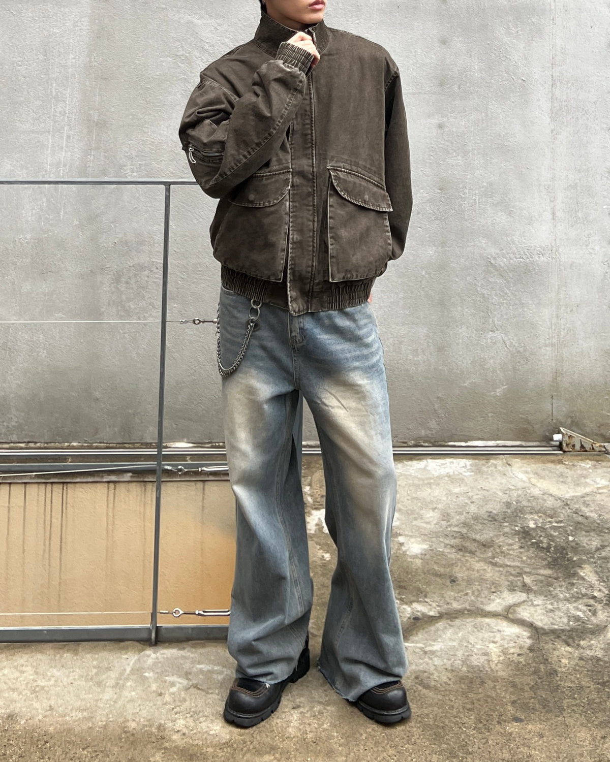 大阪店WEB限定受注制【Chikashitsu +】cutting bootcut denim pants (2color)