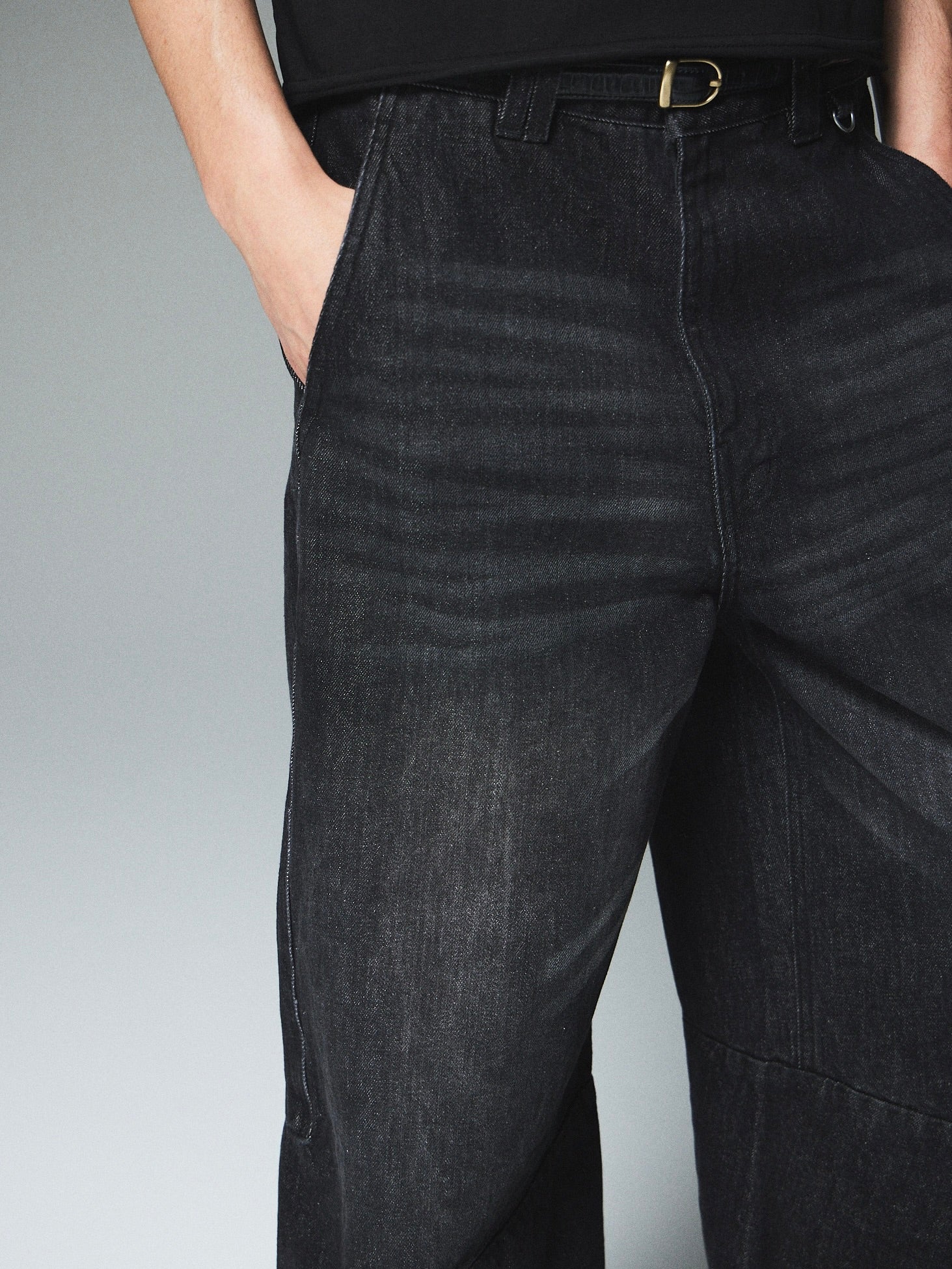 【CS】loose split cut denim pants