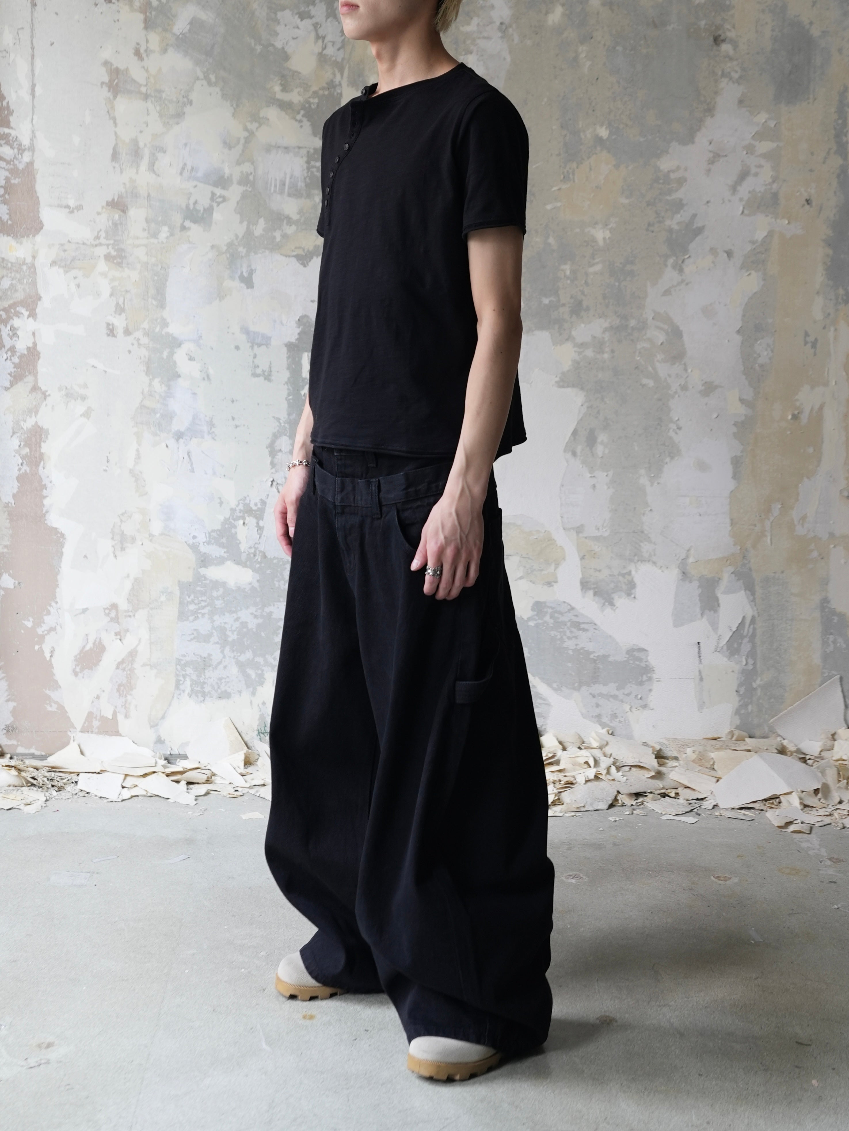 【Lee fi Ne】Double Waist Baggy Jeans