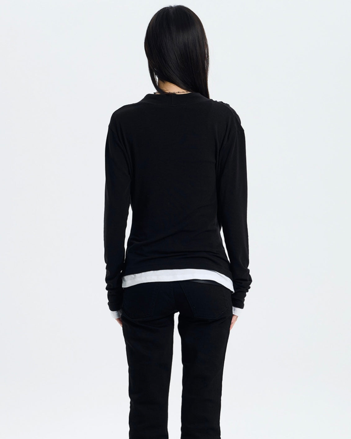 【NOT KNOWING】Deep Cowl Layered Top