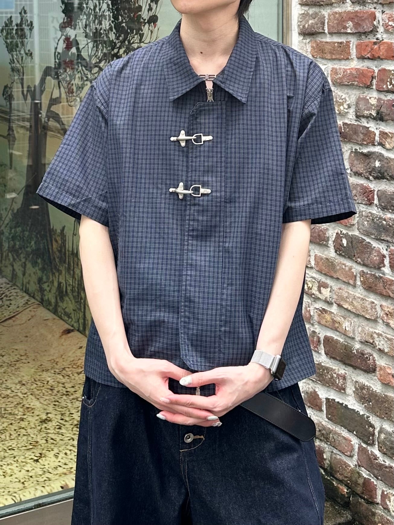大阪店WEB限定受注制【Chikashitsu +】double buckle shirt jacket (2color)