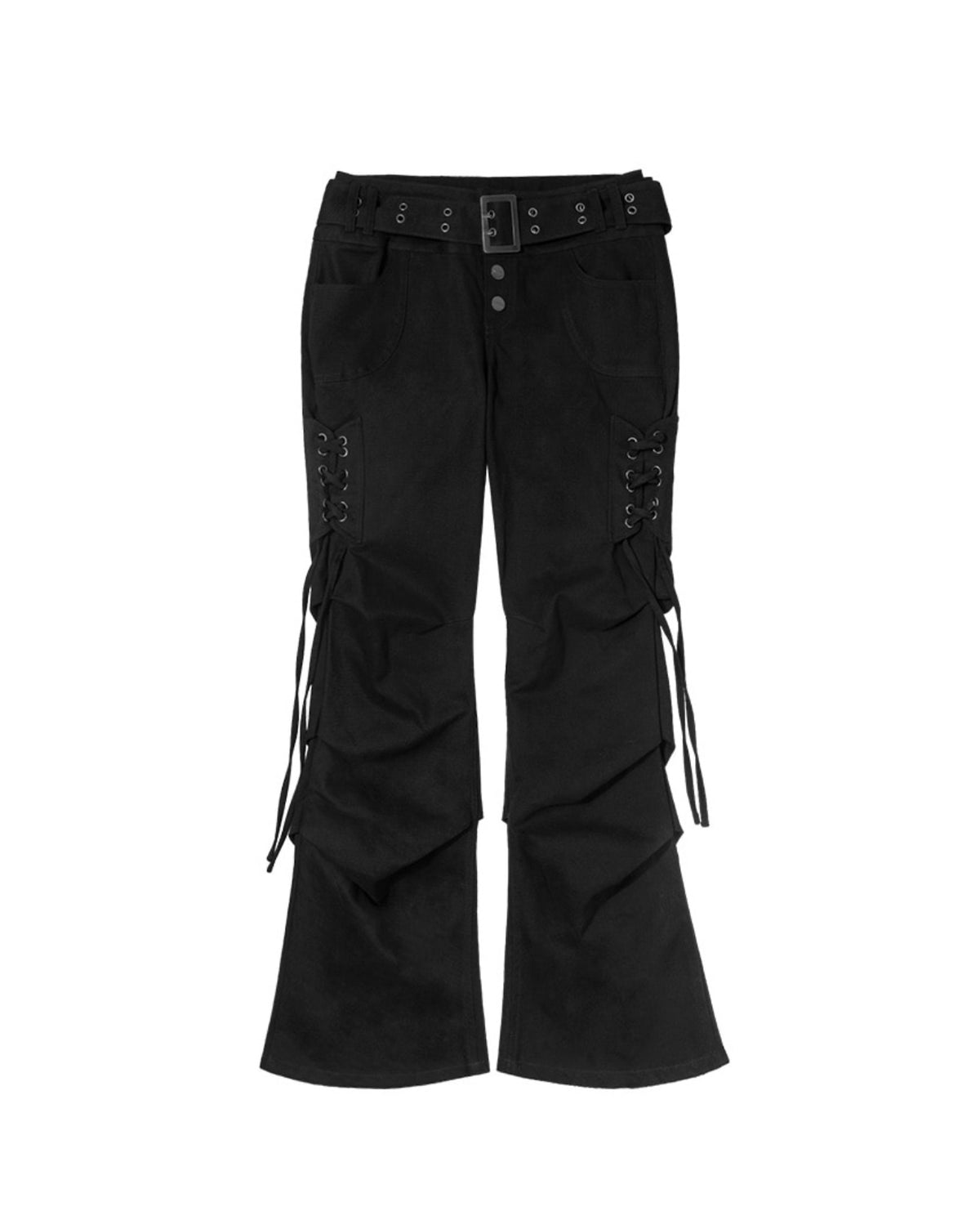【FANCY CLUB】BELTED FLARE SHIRRING PANTS