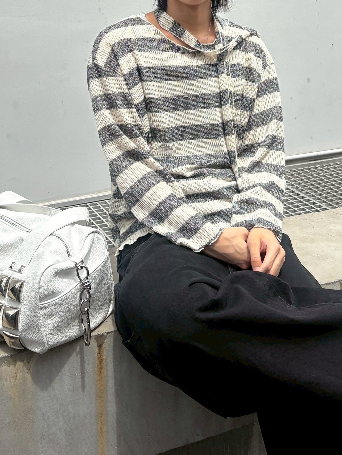 【nmtc+】tie set sheer border long sleeve (2color)