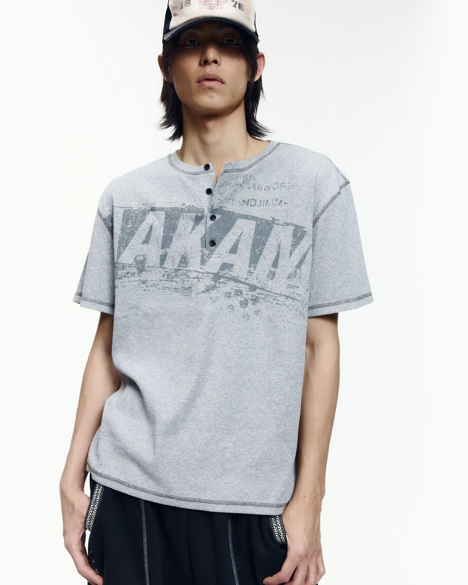 【AAKAM】Tread Henry Neck Half Top