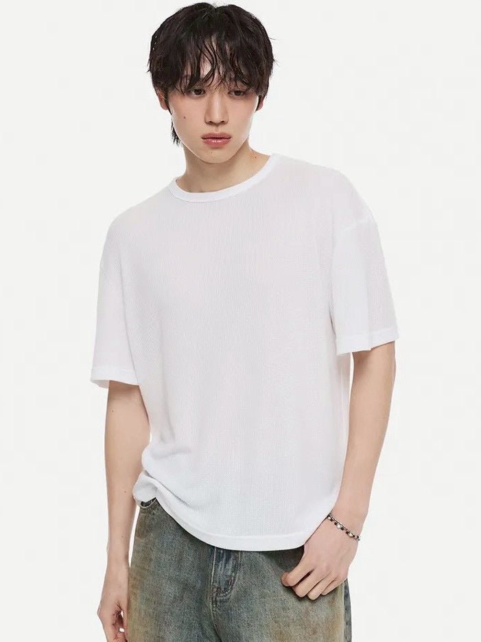 【DNSR】Cool Tencel Waffle Crop T-Shirt