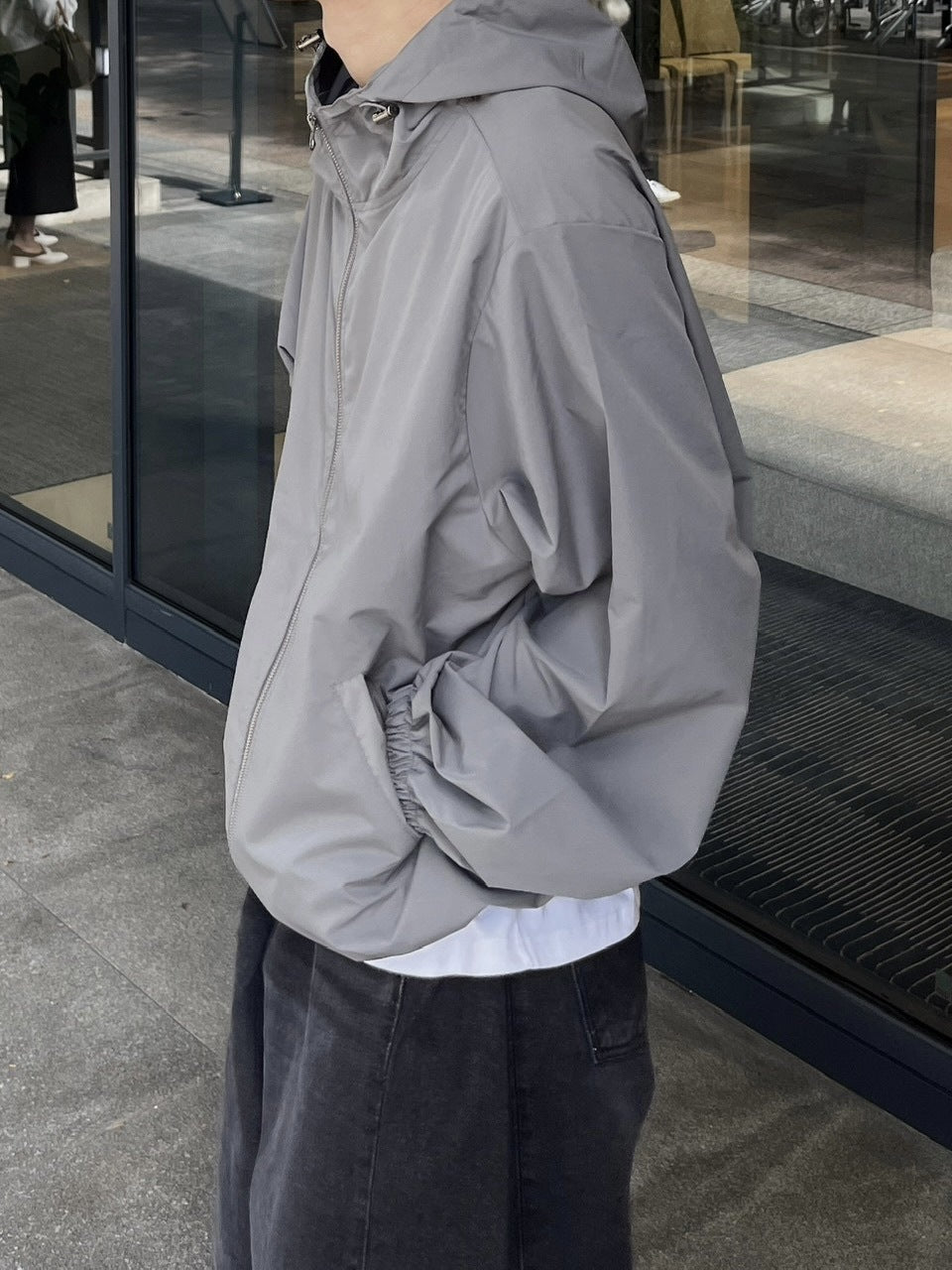 受注制【Chikashitsu +】unisex cropped hooded blouson (3color) / 【チカシツプラス】ユニセックスクロップドフード長袖ブルゾン