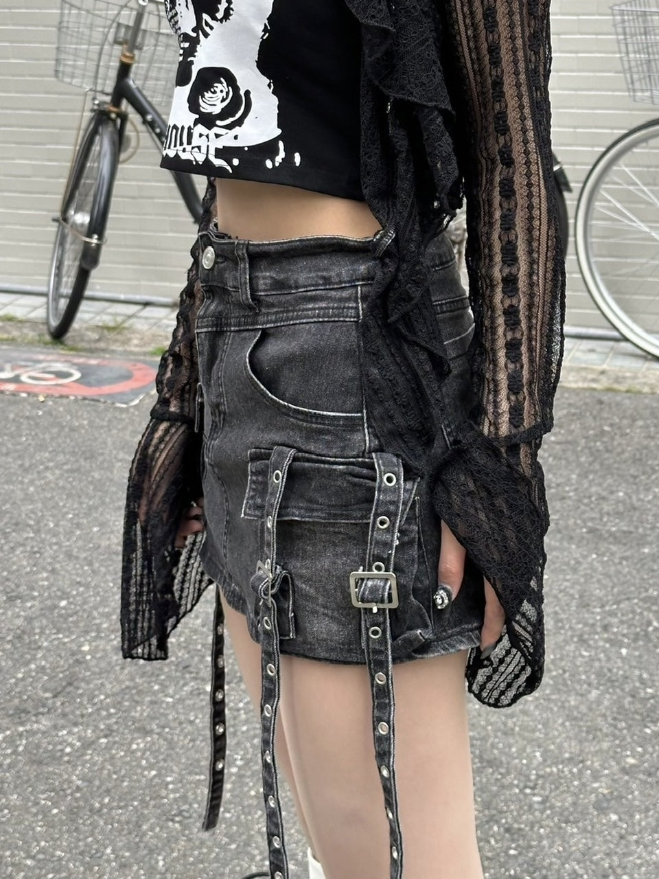 受注制【Never mind the XU】cargo denim skirt (2color)