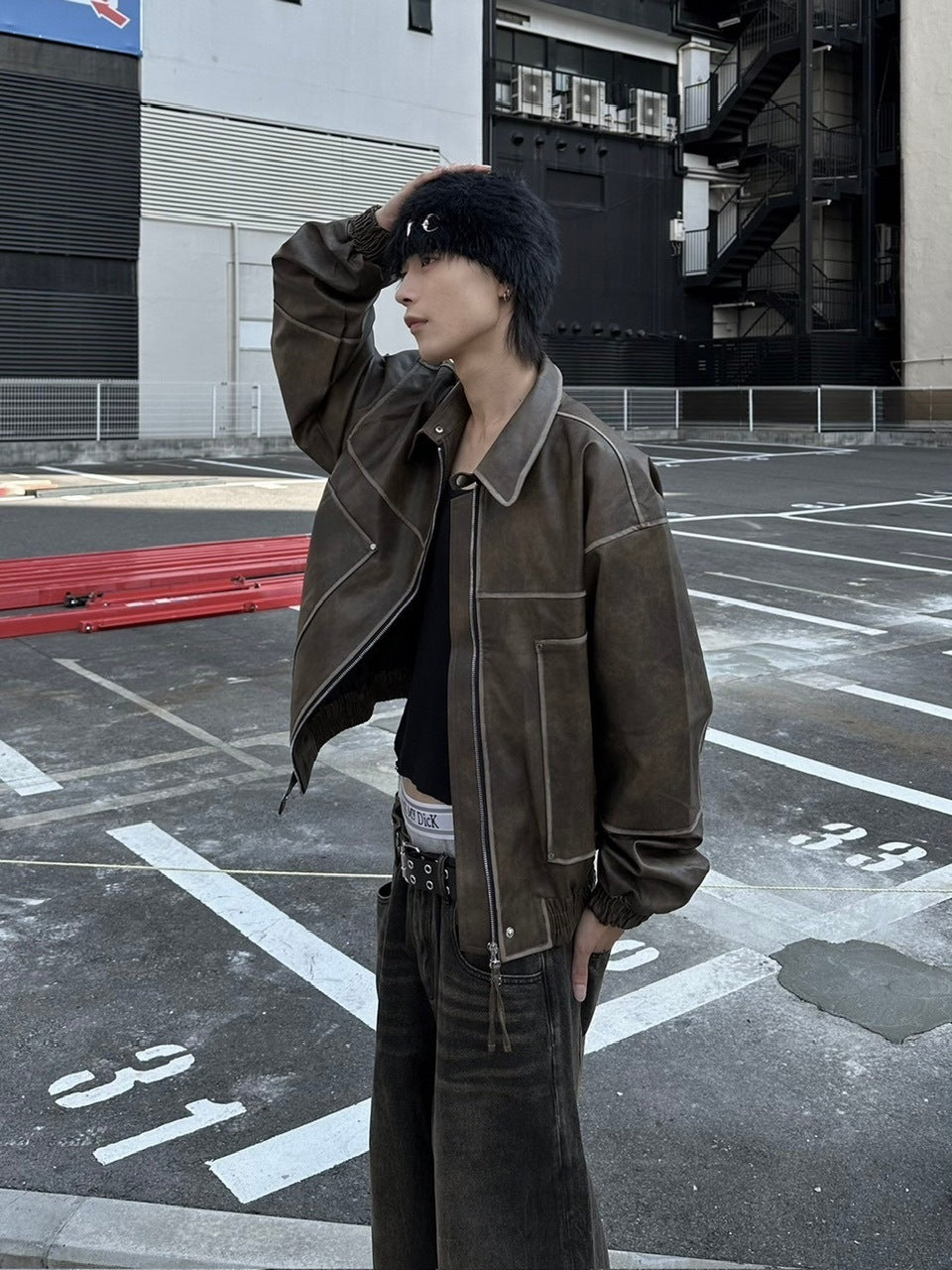 大阪店WEB限定受注制【Chikashitsu +】washing vegan leather jacket (2color)