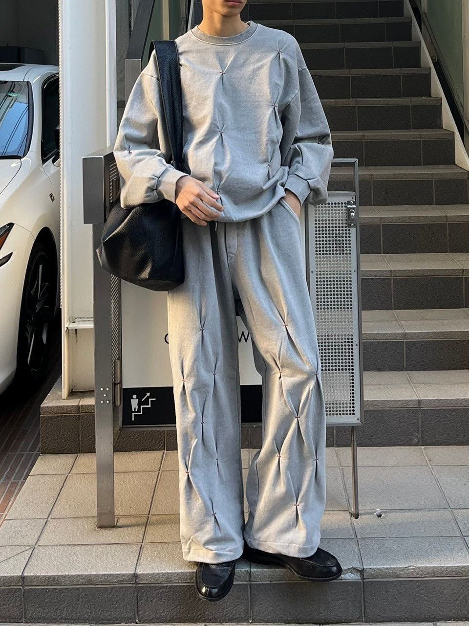 受注制【Chikashitsu +】stitch design sweat pants (3color)