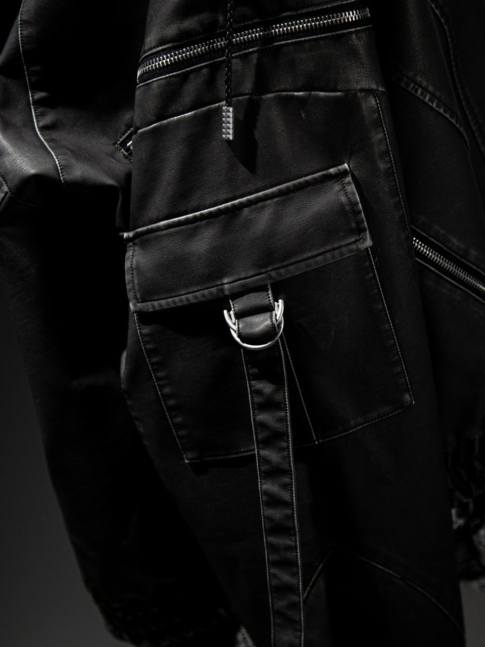 【DIG YOUR OWN GRAVE】LEATHER ZIP HOODY / 【ディグユアオウングレイブ】レザージップアップ長袖パーカー