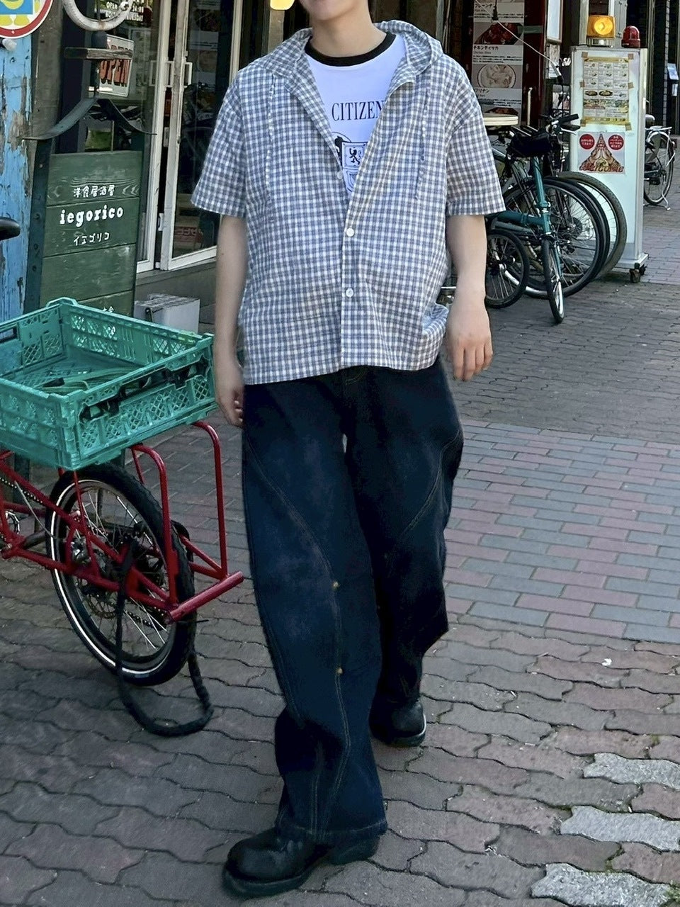 【youll】check shirt hoodie (2color)