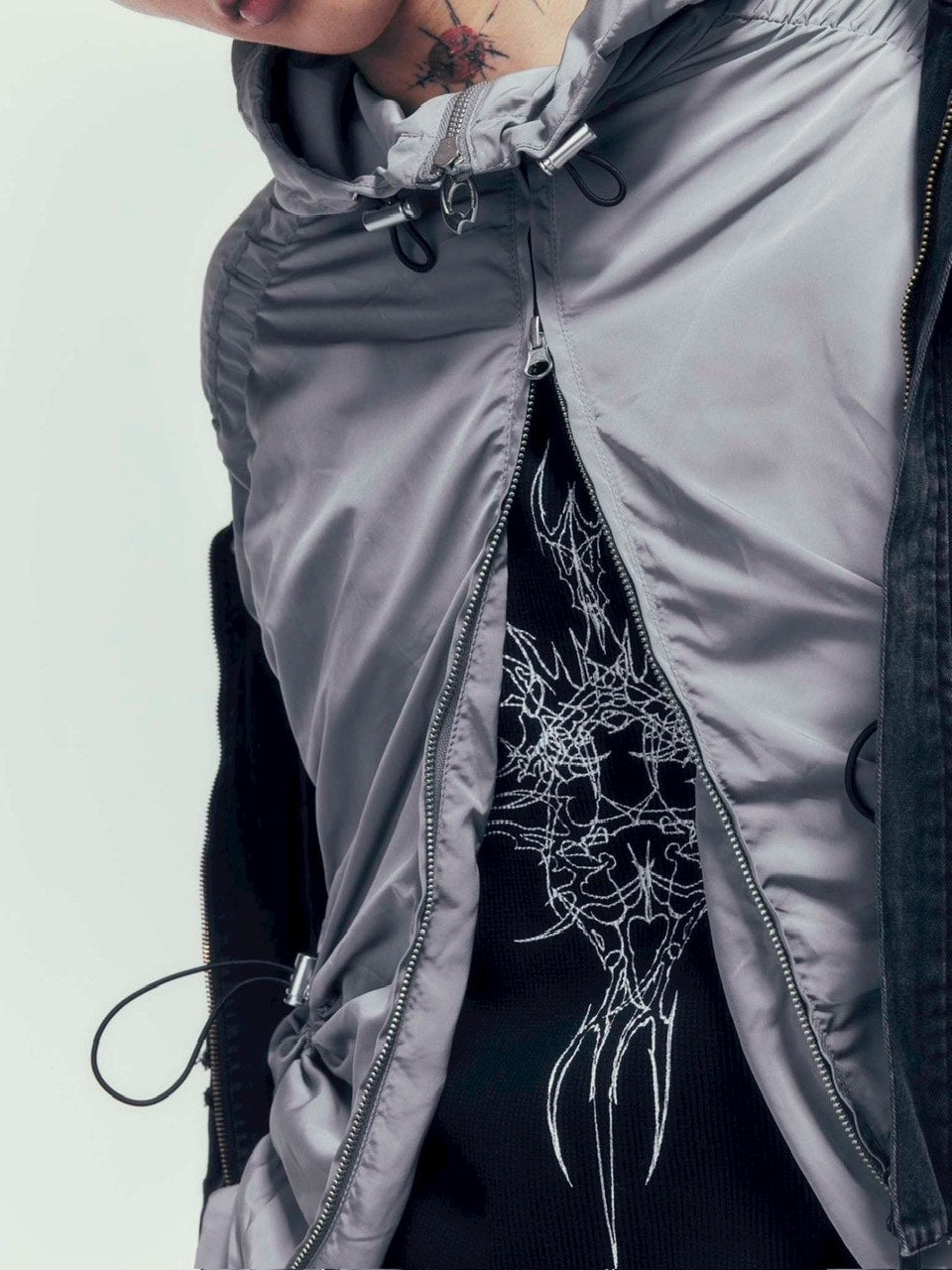 【DIG YOUR OWN GRAVE】SYN-EDGE BLOUSON /【ディグユアオウングレイブ】アシンメトリーテックブルゾン