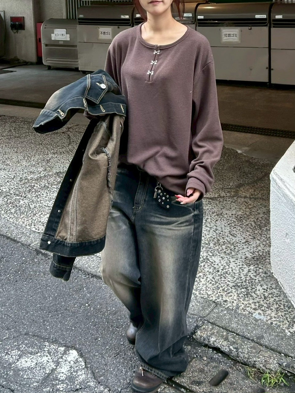 受注制【Chikashitsu +】front hook long sleeve knit / 【チカシツプラス】フロントフック長袖ニット (4color)