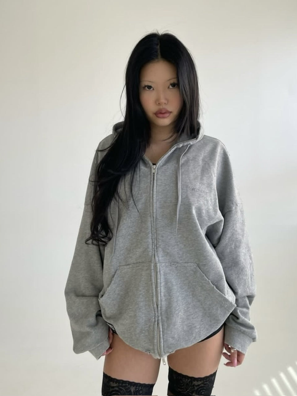 【BLACK PURPLE】Shadow Loop Zip-Up Hoodie