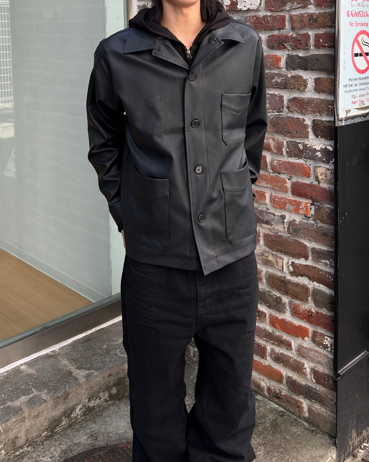 受注制【youll】faux leather work jacket
