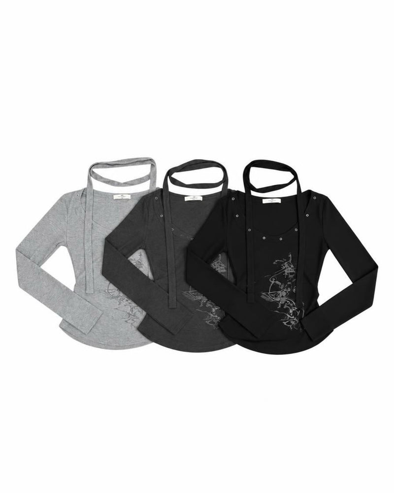 受注制【nmtc+】tie set u-neck long sleeve tee (3color)