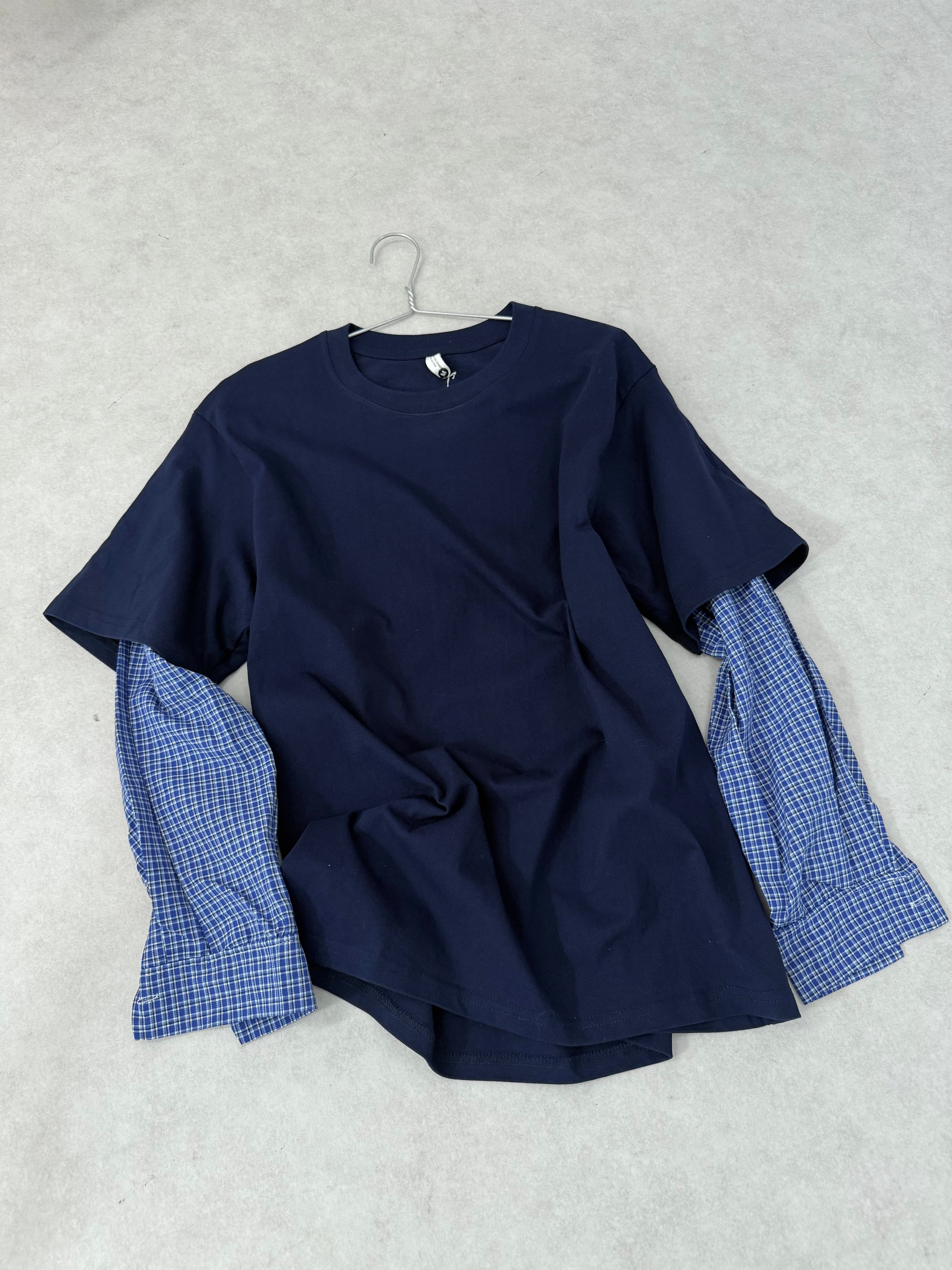 国際配送【Nerd out XU】gingham check design layered long sleeve