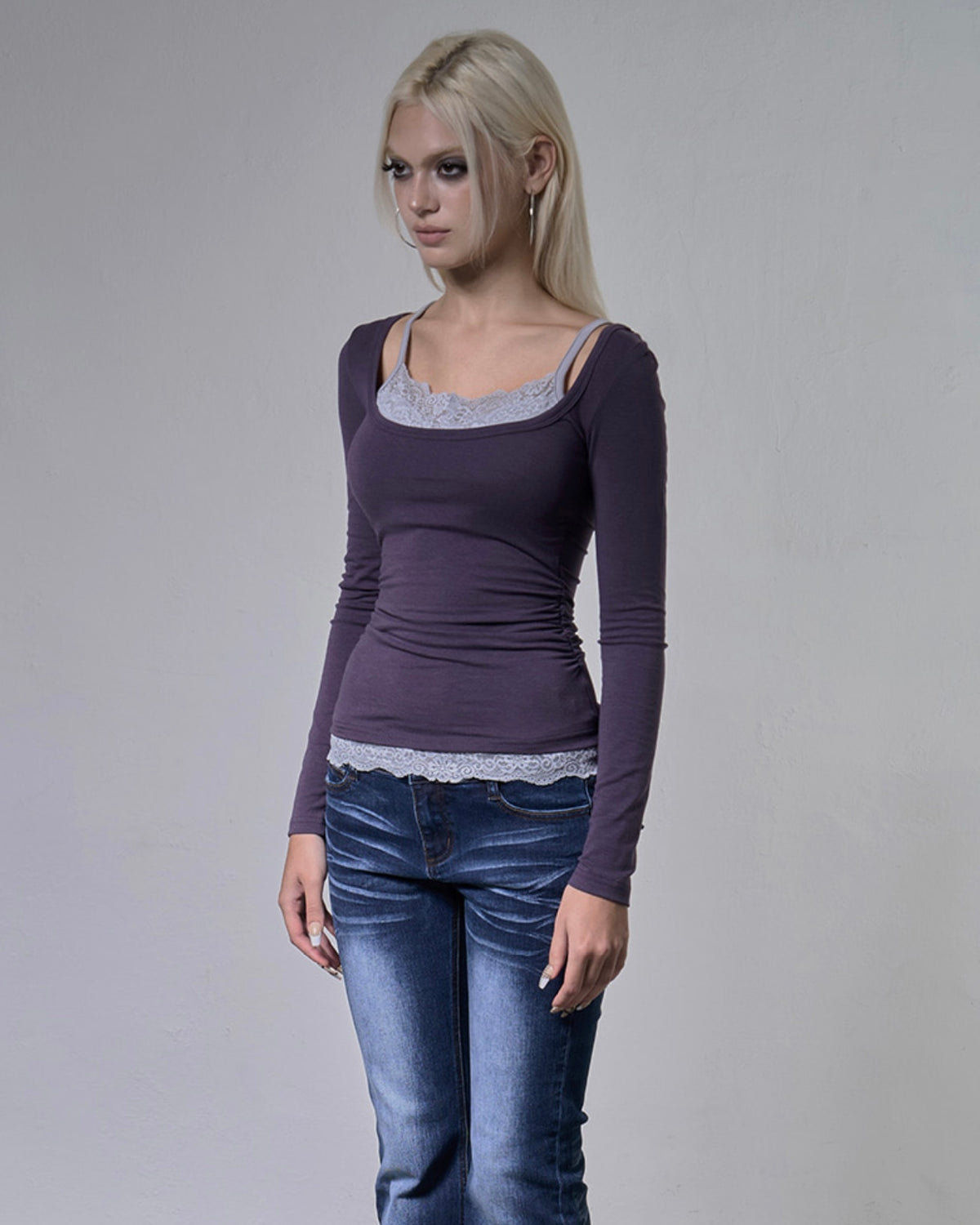 【FANCY CLUB】LACE LAYERED LONG SLEEVE