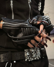 国際配送【Never mind the XU】Cyberpunk Zipper Fingerless Gloves
