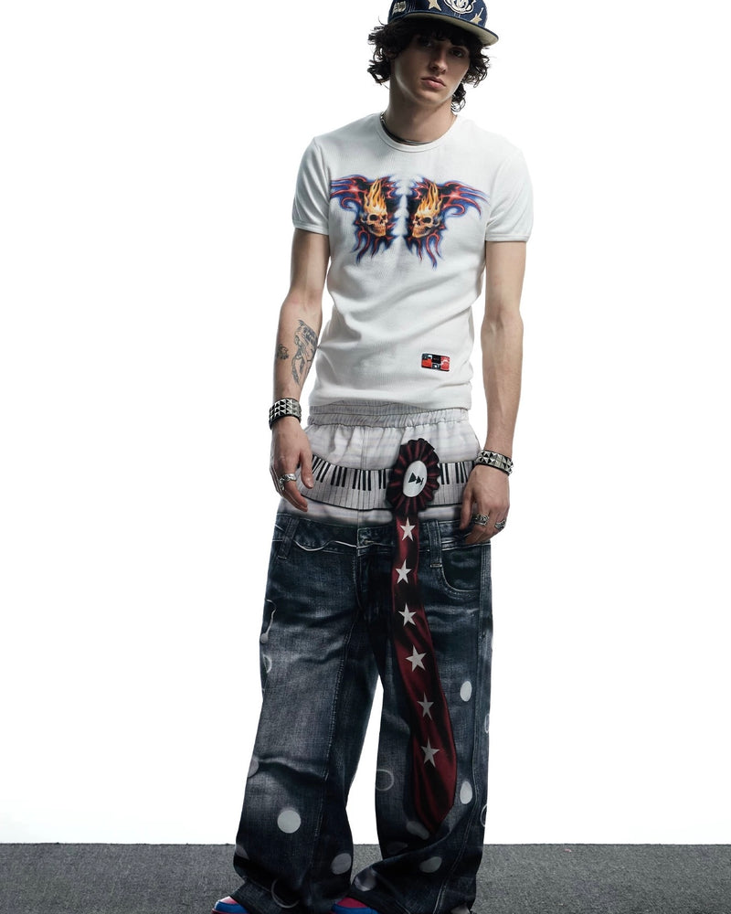 【DND4DES】All-Over Print Tie Polka Dot Sweatpants
