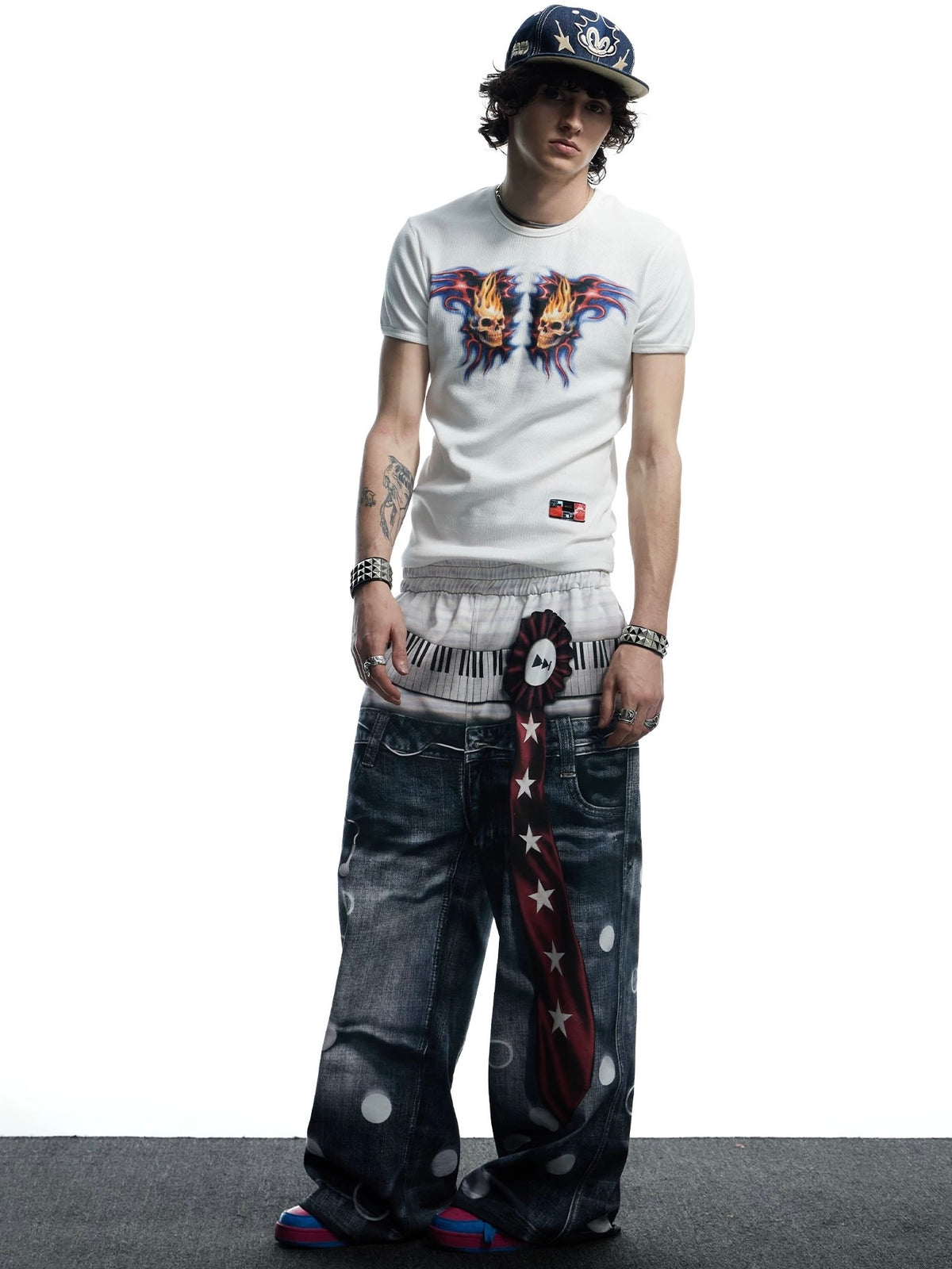 【DND4DES】All-Over Print Tie Polka Dot Sweatpants