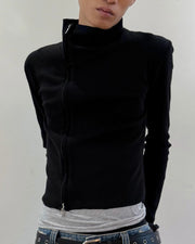 【LECYTO】Offset Ribbed Jacket